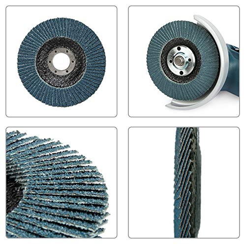 WORKPRO Professional Serrated Washers Diameter 115 mm x 22.2 mm Pack of 10 | Flap Disc - Grit 80 - Blue Standard Sanding Mop Disc for Stainless Steel, Metal and Wood