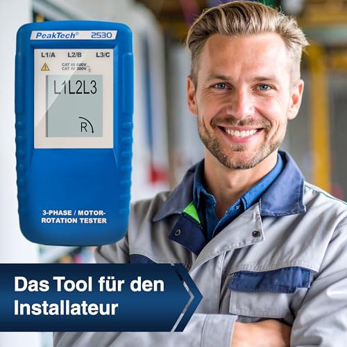 PeakTech 3-phase direction indicator, rotary field tester with LCD display, 1 piece, P 2530