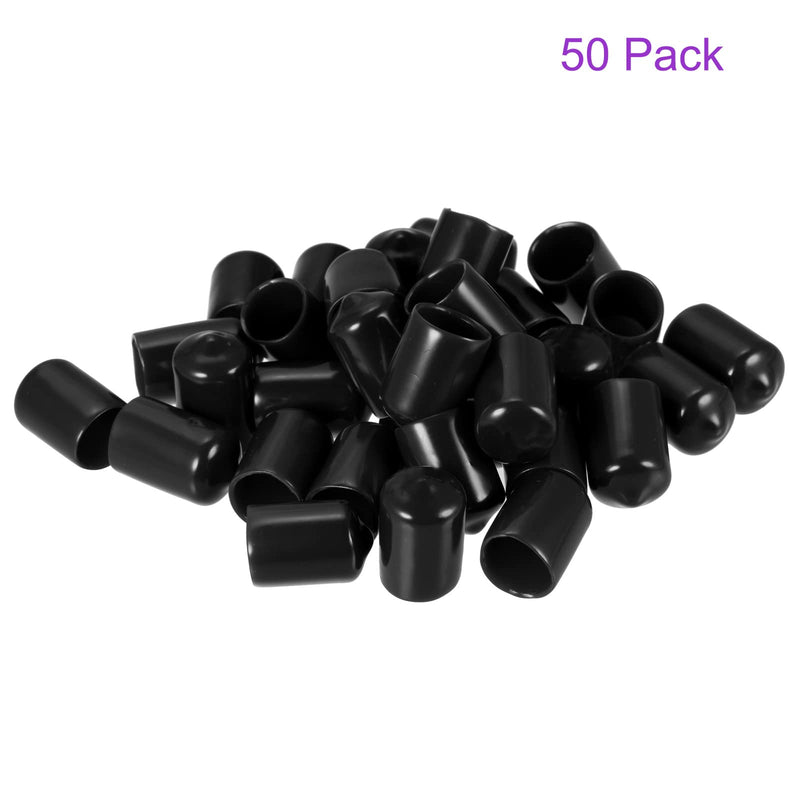 [Australia - AusPower] - DMiotech 50 Pack 1/2"(12mm) ID Black Screw Thread Protectors Rubber End Caps Bolt Covers for Screw Bolt Furniture Pipe 1/2" 