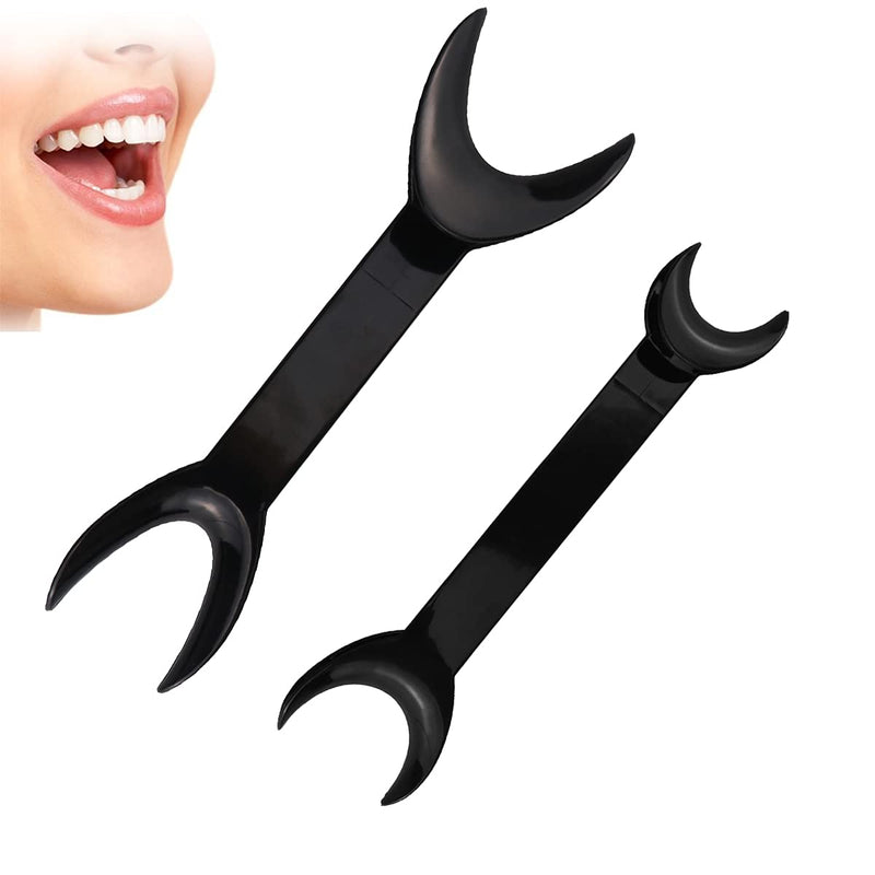 [Australia - AusPower] - 8 Pack Black T-Shape Intraoral Cheek Lip Retractor, 4 Large Size+4 Small Size Double Head Mouth Opener for Teeth Whitening Retractor, Dental Orthodontic Oral Care Tool 