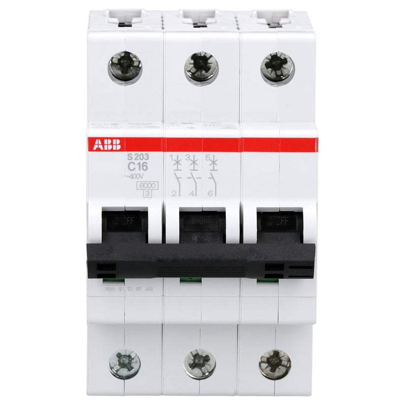 [Australia - AusPower] - ABB S203-C16 Circuit Breaker - S200-3P - 16 A - C 2CDS253001R0164 