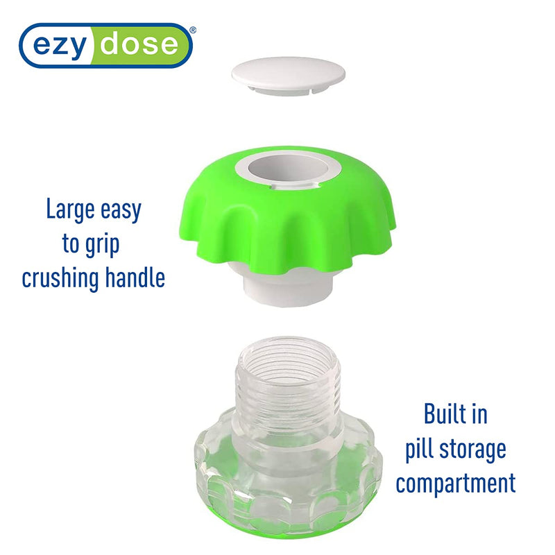 [Australia - AusPower] - EZY DOSE Crush Pills, Vitamins, Tablet Crusher and Grinder, Effortlessly Crushes Medications into Fine Powder, Features Storage Compartment, Easy-to-Use Design, Color May Vary, Large, BPA Free 