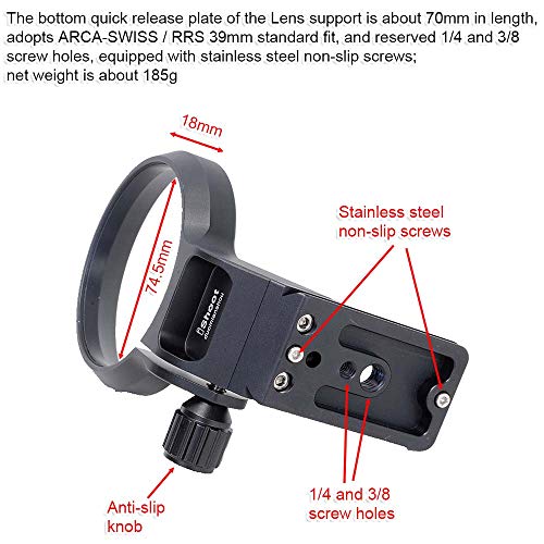 iShoot 74.5mm Metal Tripod Mount Ring Lens Collar Compatible with Canon RF 28-70mm f/2L USM, Lens Support Holder Bracket Bottom is Arca-Swiss Fit Quick Release Plate