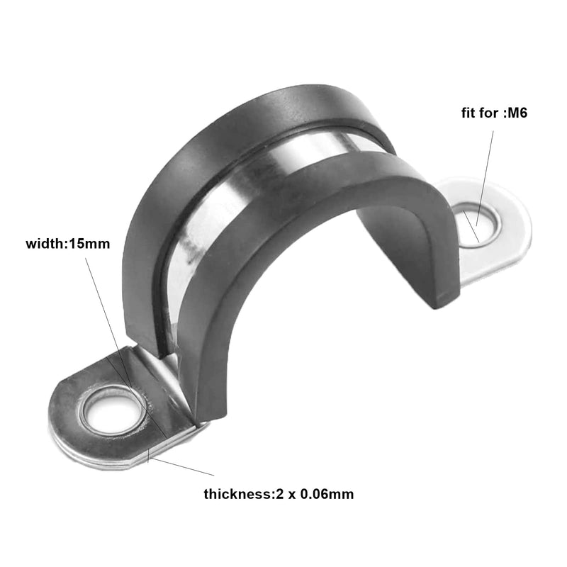 [Australia - AusPower] - 10pcs 30mm 2 Hole U-Tube Strap Clamp, 304 Stainless Steel with EPDM Rubber Lined Clip, Double-Layer Gaskets Rubber Cushioned Insulated Clamp for Tube, Pipe or Wire Cord Installation 30mm(1.19inch) 