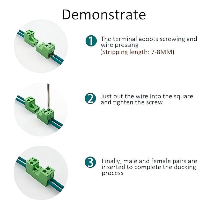 [Australia - AusPower] - Willwewon 10 Sets 2-Pin 15EDGRK 3.81 mm/0.15 Inch Pitch PCB Mount Screw Pluggable Terminal Block Connector for 28-16AWG 2 pin (10 sets) 