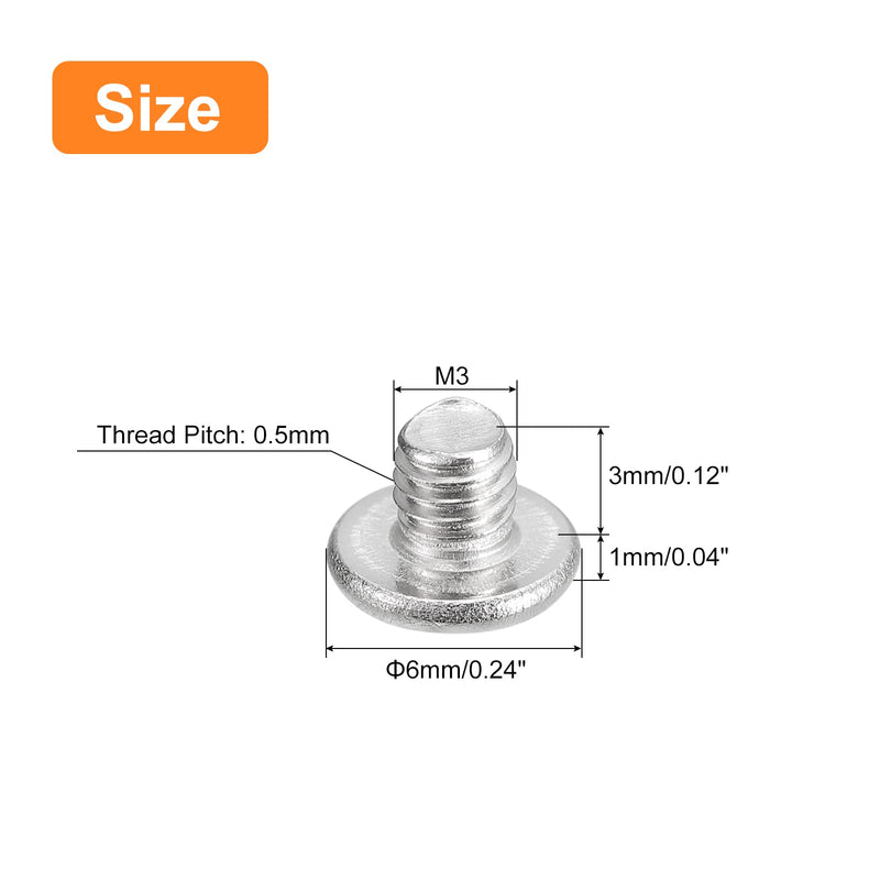 [Australia - AusPower] - uxcell M3-0.5 x 3mm 50Pcs Flat Round Head Screws 304 Stainless Steel Phillips Drive Machine Screws Hardware Fastener for Furniture Connection 