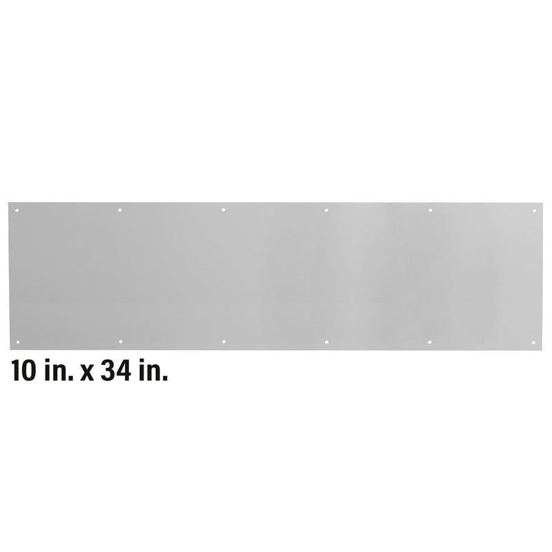 Prime-Line J 4620 10 x 34 In., Aluminum, Door Kick, Satin Finish (Single Pack) | 10 x 34 in, Single Pack satin aluminum