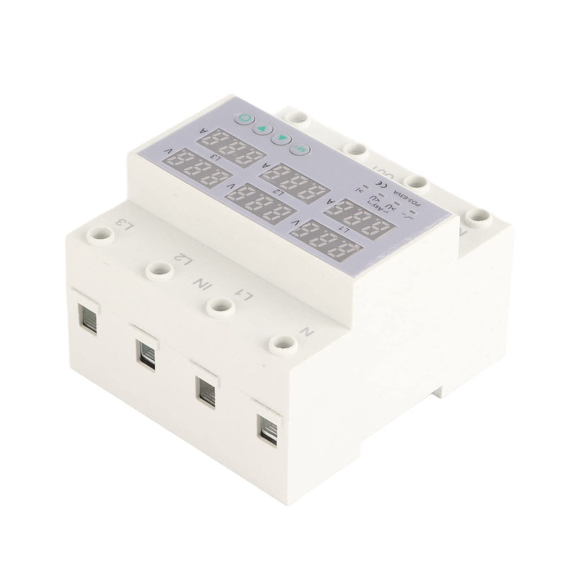 3 Phase DIN Rail Voltmeter Voltage and Current Protector Digital Display 3 Phase Voltage Monitoring Sequence Relay AC 390‑500V (63A) 63A