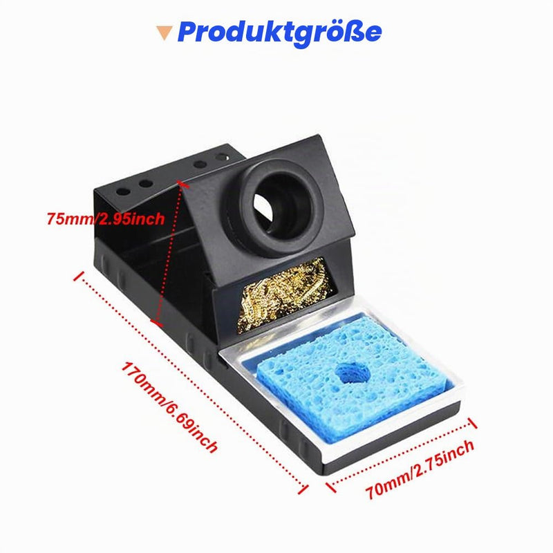 Soldering Iron Holder, Sturdy Portable Soldering Iron Stand with Brass Wool, Cleaning Sponge, Soldering Tip Slots, No Water Required