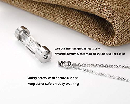 Eternal M. Minilist Bar Cremation Jewelry for Ashes Stainless Steel Urn Necklace for Human Ashes Silver/Rose Gold/Black Z-Silver-Hourglass