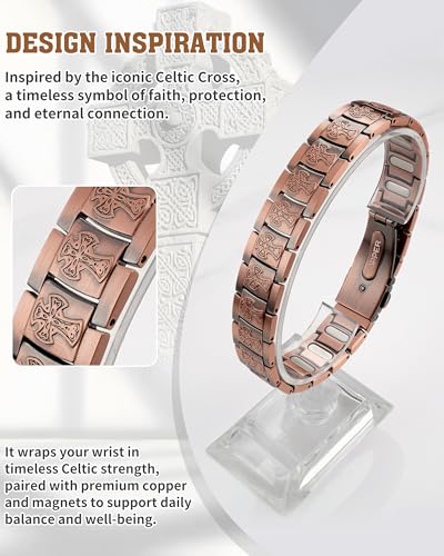 Trinckle Copper Magnetic Bracelet for Men with 5X Strength 5000Gauss Magnet