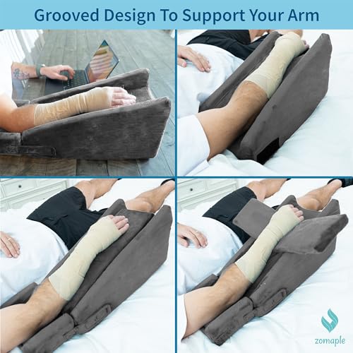 Zomaple 3pc Arm Elevation Pillow with Gel Pack for Wrist & Elbow Recovery Charcoal Grey