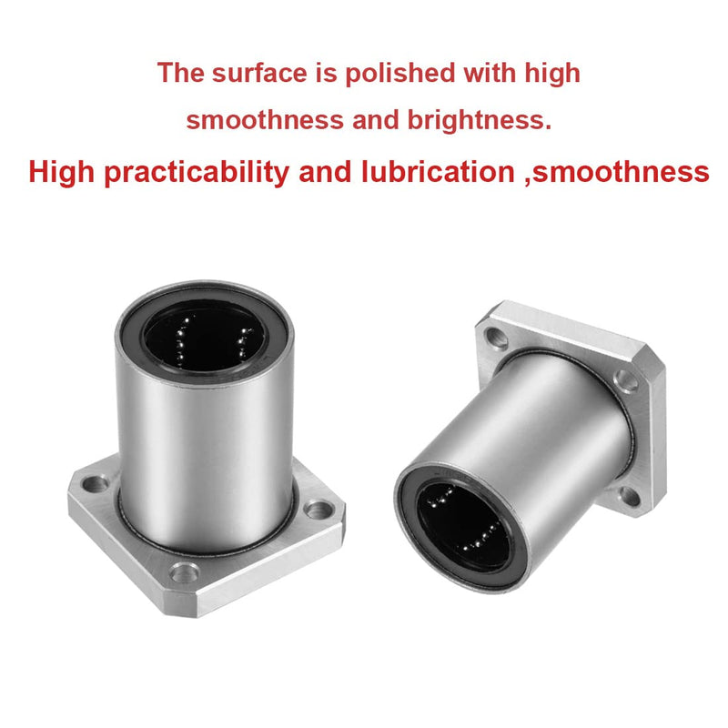 [Australia - AusPower] - Linear Ball Bearings, LMK8LUU 8mm Square Flange Linear Motion Bushing Double Side Rubber Sealed for 8mm Linear Shaft CNC Machine 3D Printer 4 Pack 