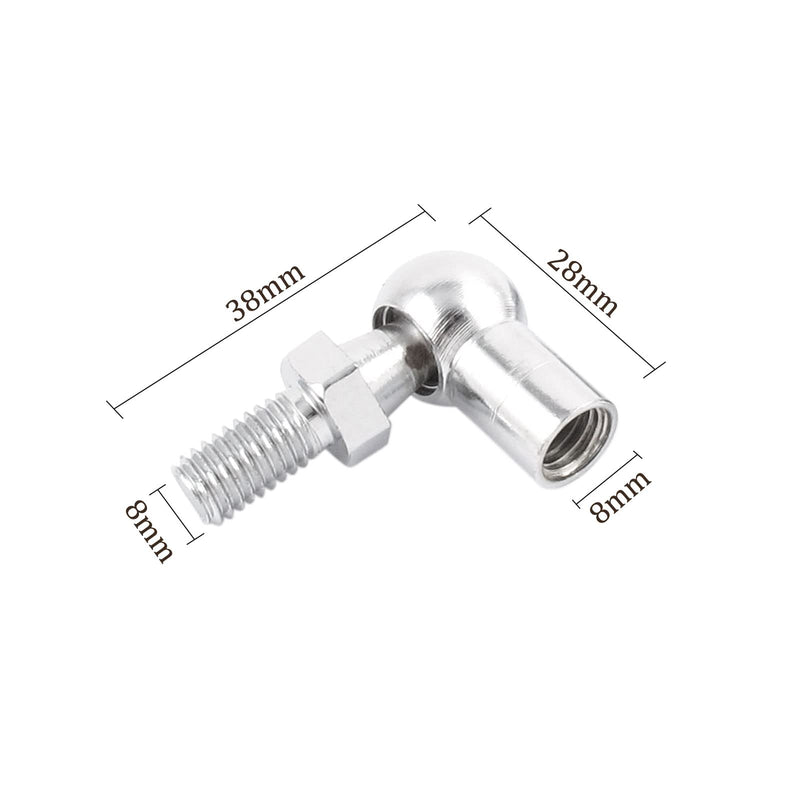 [Australia - AusPower] - 2 Pcs Angle Ball Joint - [M8x1.25 Right Female Thread, M8x1.25 Right Male Thread] Gas Spring Elbow Joint Fitting for Automotive, Hinged Door, Cupboard 