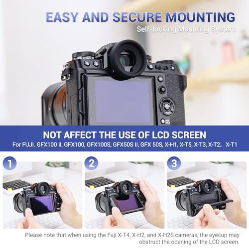 2 Pack Soft Silicone Camera Viewfinder Eyepiece Eye Cup for Fujifilm Fuji GFX100 II GFX100 GFX100S GFX50S II GFX 50S X-H2S X-H2 X-H1 X-T5 X-T4 X-T3 X-T2 X-T1, Replace Fujifilm EC-GFX Eye Cup