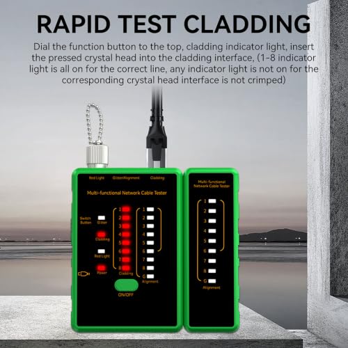 BoltBlaze green network cable tester and VFL fiber optic tool with RJ45 Ethernet cable testing functions