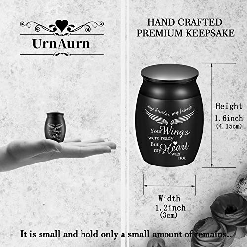 Beautiful Urns for Brother Ashes, 1.6“ High Small Keepsake Urns, Peaceful Cremation Urns, Handcrafted Memorial Decorative Urns, Engraved Your Wings were Ready, But My Heart was Not Urn for Sharing Brother keepsake
