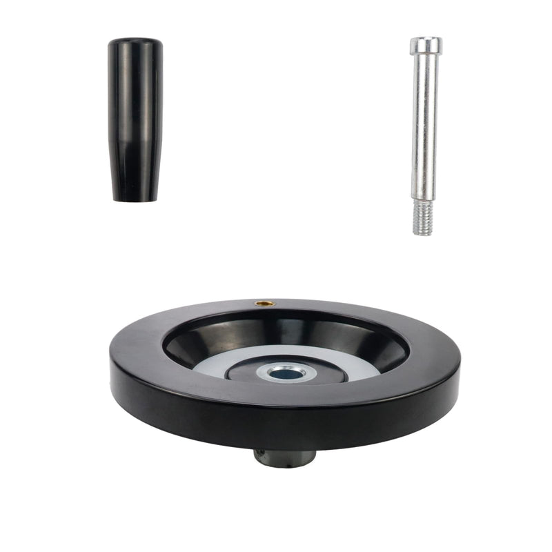 [Australia - AusPower] - 4.92" / 125mm Hand Wheel with Revolving Handle, 0.47" / 12mm Hole Diameter Back Ripple Hand Wheel, Revolving Handle for Milling Machine Industrial Lathe 