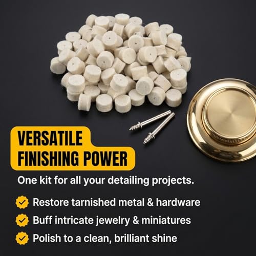 DRILAX 1/2-inch polishing buffing wheel kit with thick felt pads and mandrels for rotary tools like Dremel