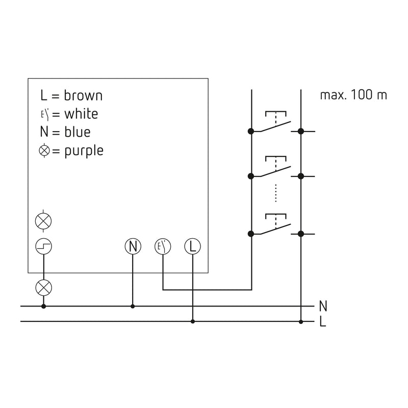 Theben 5400030 OKTO 540 BN Mini Flush-Mounted Push Switch Silent | Ultra-compact 32.7 x 26.6 x 9.6 mm, 150 W LED, pre-assembled cable, 0.2 W stand-by, zero crossing circuit