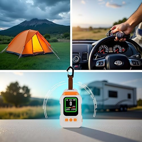 Portable Rechargeable Air Detectors, Indoor Air Quality Meters,Magnetic Detector with Temperature and Humidity Monitoring, Audible and Visual Air Quality Monitor for Camping, Hotels, Travel, and RVs