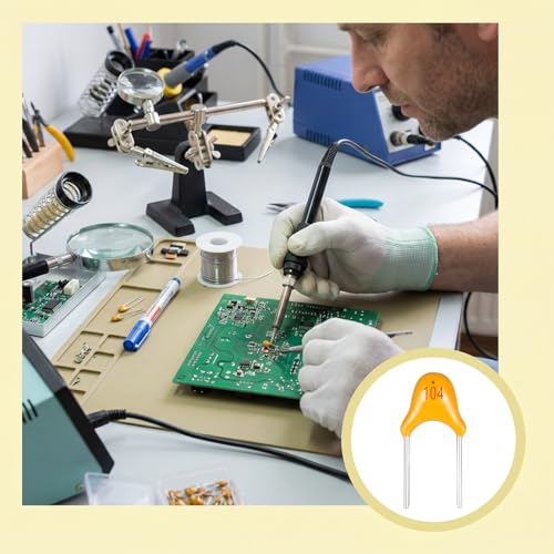 150 Pieces 0.1 µF 104 100 nF Monolithic Ceramic Capacitor Set, 50 V Multilayer Capacitors Ceramic Capacitor Monolithic Ceramic Capacitor for Various Electronic Circuits 5.08 mm