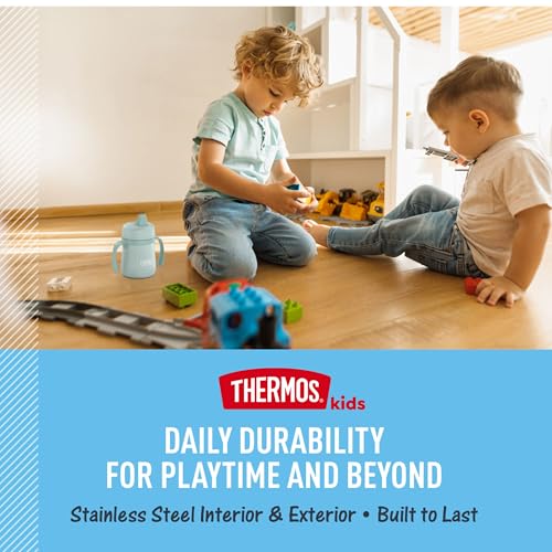 THERMOS Kids Stainless Steel Sippy Cup with Handles, Pastel Gray, 7 Ounces (Pack of 3) 7 Ounces (Pack of 3)