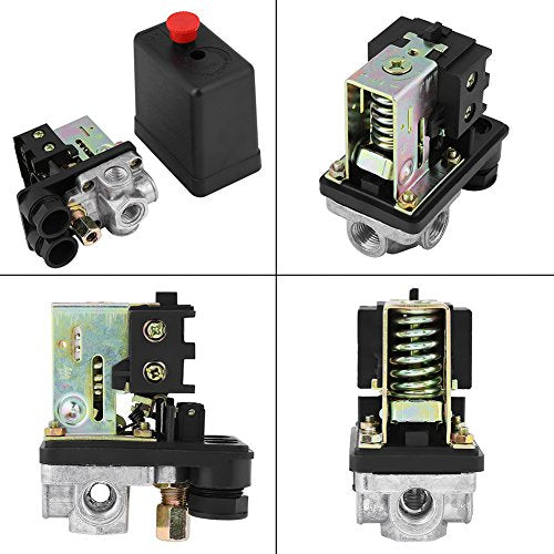 Air Compressor Pressure Switch Control, Heavy Duty 240V 16A Four Port Central Pneumatic Air Compressor Pressure Switch Control Valve Replacement