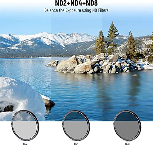 NEEWER 67mm Lens Filter Kit: UV CPL, FLD, ND2, ND4, ND8, Lens Hood & Cap
