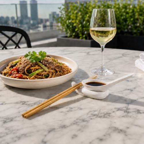 Restaurantware Voga 3.5 x 1.9 Inch Chopstick Rests 10 Curved Chopstick Holders - Rest Asian Soup Spoons Or Chopsticks For Dinner Tables At Homes or Restaurants White Melamine Spoon Holders