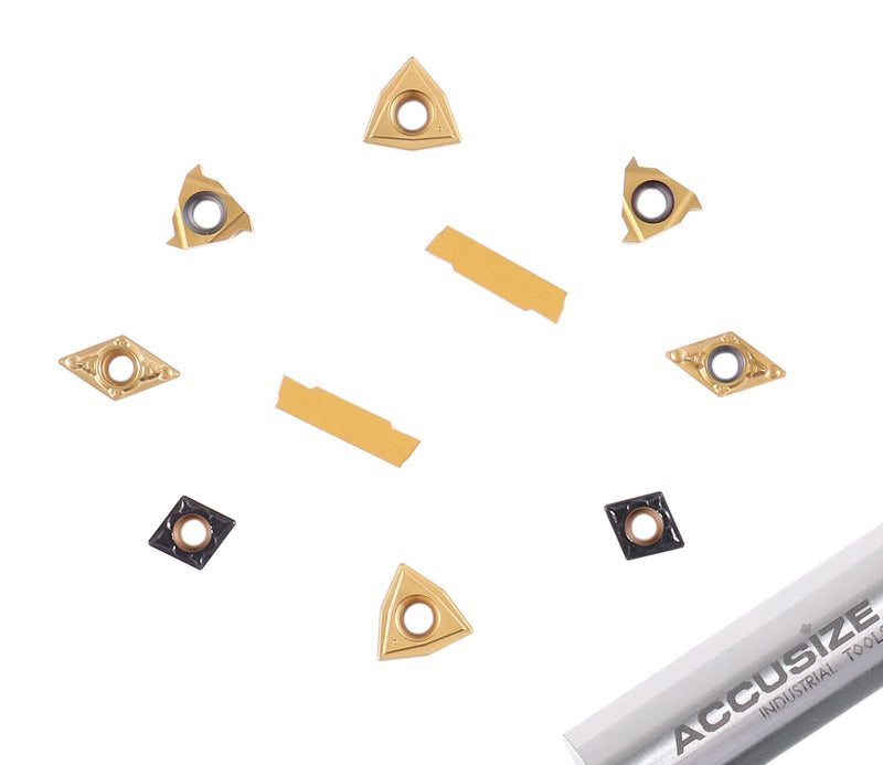 [Australia - AusPower] - Accusize Industrial Tools 2 Pc of Each Kind of Carbide Inserts for 2387-2004, CVD Coated and Tin Coated, Total 10 Pieces, 2387-2004inserts 