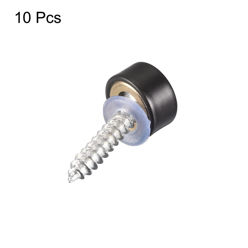 [Australia - AusPower] - uxcell Mirror Screws, 10mm/0.39", 10Pcs Brass Decorative Cap Screws Cover Nails Fasteners for Mirror Tables Bath Plates Wardrobes Glass Signs, Black 10mm/0.39" 