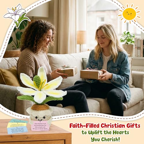 OASSIE Christian Gifts for Women - Lily Crochet with 60 Bible Verses Cards