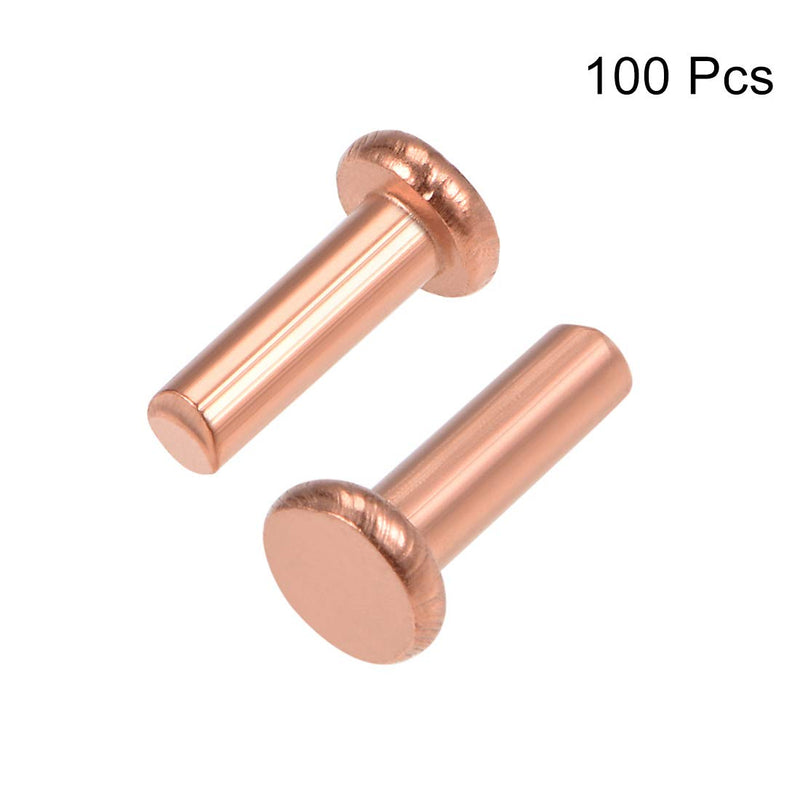 [Australia - AusPower] - uxcell 100Pcs Copper Solid Rivets, 5/64" x 15/64" Flat Head Rivet Metal Fasteners for Electrical Applications, Leather Working Supplies 5/64" x 15/64" 100 