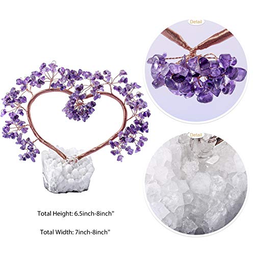 Rockcloud Handmade Amethyst Love Heart Shape Crystal Money Tree Purple