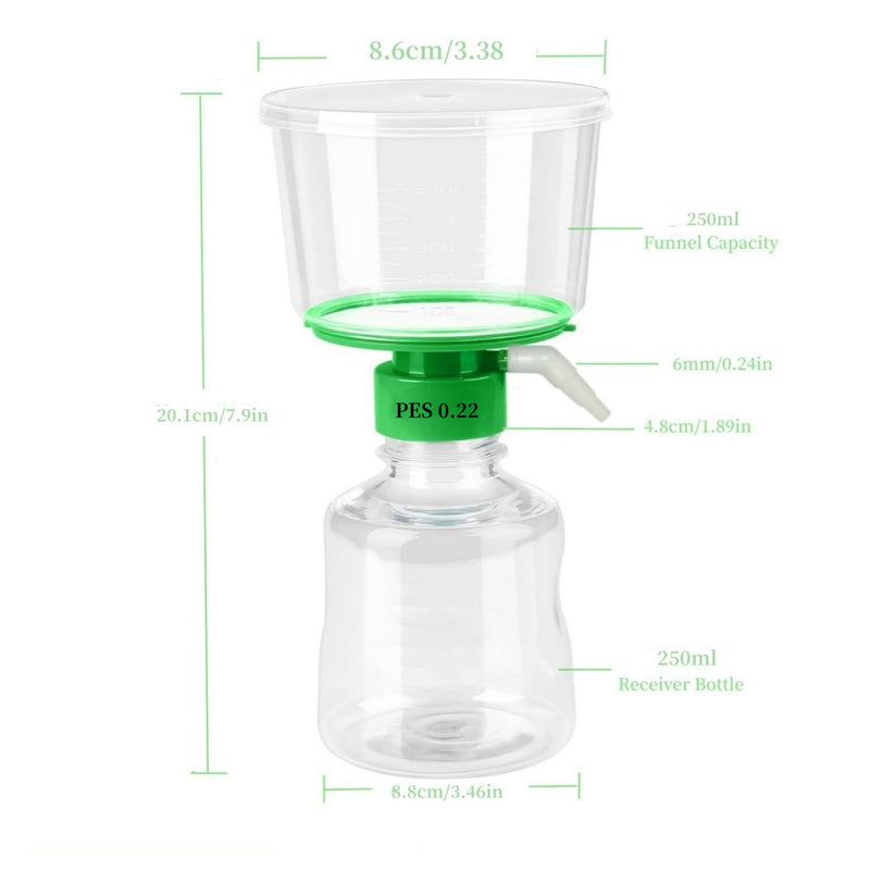 [Australia - AusPower] - 250ML Sterile Vacuum Filter Units with 0.22um PES Membrane, Individually Wrapped 250ML PES (0.22um) 