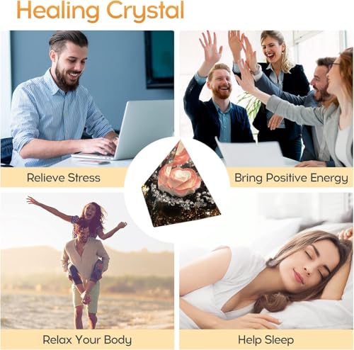 Flower of Life Orgone Pyramid for Positive Energy, Orgonite Obsidian Healing Crystal Pyramids for Reduce Stress Chakra Reiki Healing Meditation Attracts Lucky and Success Red-white&obsidian