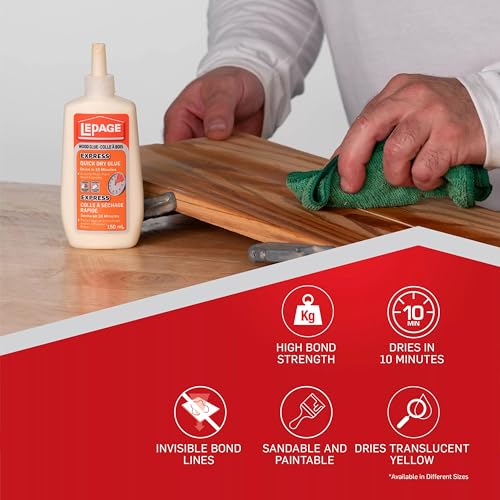 LePage Express Quick Dry Wood Glue 150 ml bottle by Le Page on a plain background