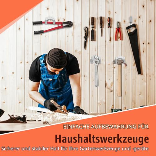 18pcs Garden Tool Holder Hook Holder Garden Tools | Single Hook/Double Hook Device Holder Wall for Garage, Garden, Bicycle Shed with 54 Screws (Silver) Silver