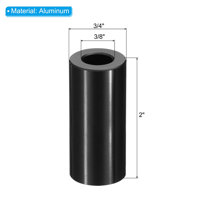 [Australia - AusPower] - PATIKIL M10 Aluminum Spacers, 5 Pcs Metal Spacer Aluminum M10 x 3/4" OD x 2" L Aluminum Spacer Screw Standoff Round for 3/8" or M10 Screw Bolts 2 Inch Black 