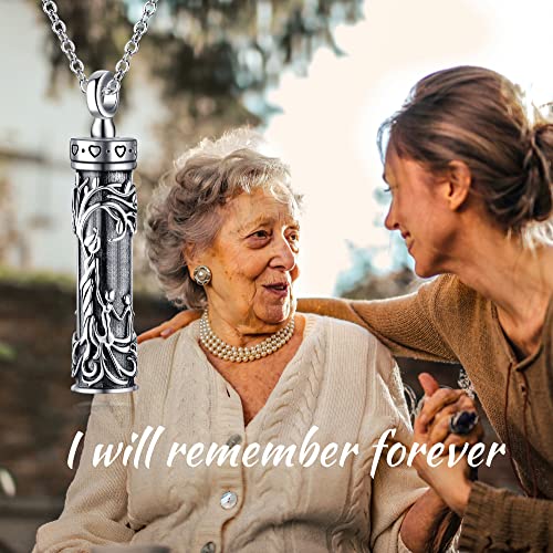 Tree of Life Urn Necklace Cylinder Bar Urn Necklace for Ashes 925 Sterling Silver Family Tree Keepsake Necklace Keepsake for Ashes Memory Keepsake Cremation Jewellery for Women