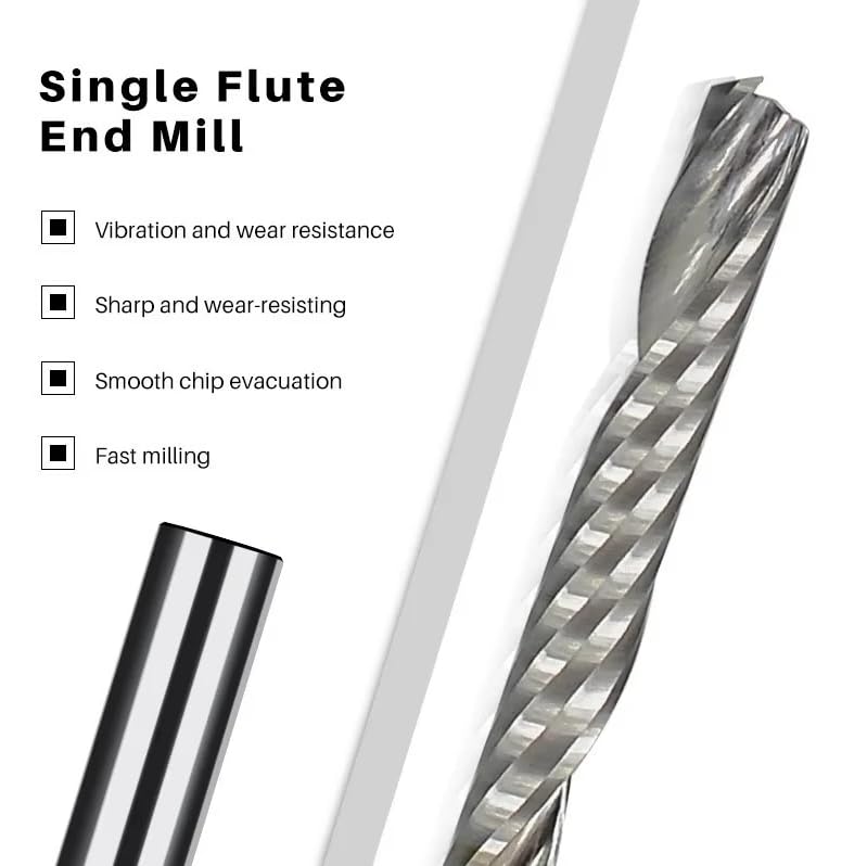 [Australia - AusPower] - TICFOX Pack of 10 Single Flute End Mill, Single End Mill Flute Carbide CNC Cutter 4 mm Shank for Wood Aluminium Steel PCB PVC Circuit Boards Acrylic Carbon Fibre 