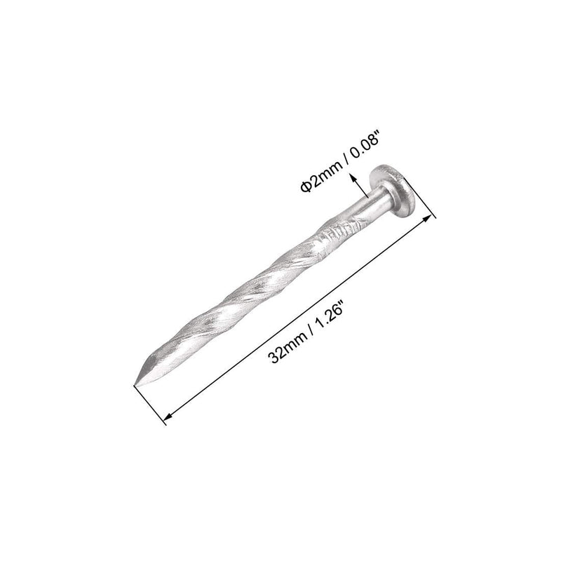 [Australia - AusPower] - uxcell Spiral Deck Nails Stainless Steel Nail Spiral Shank 32mmx2mm(LxD), 200 Pcs 