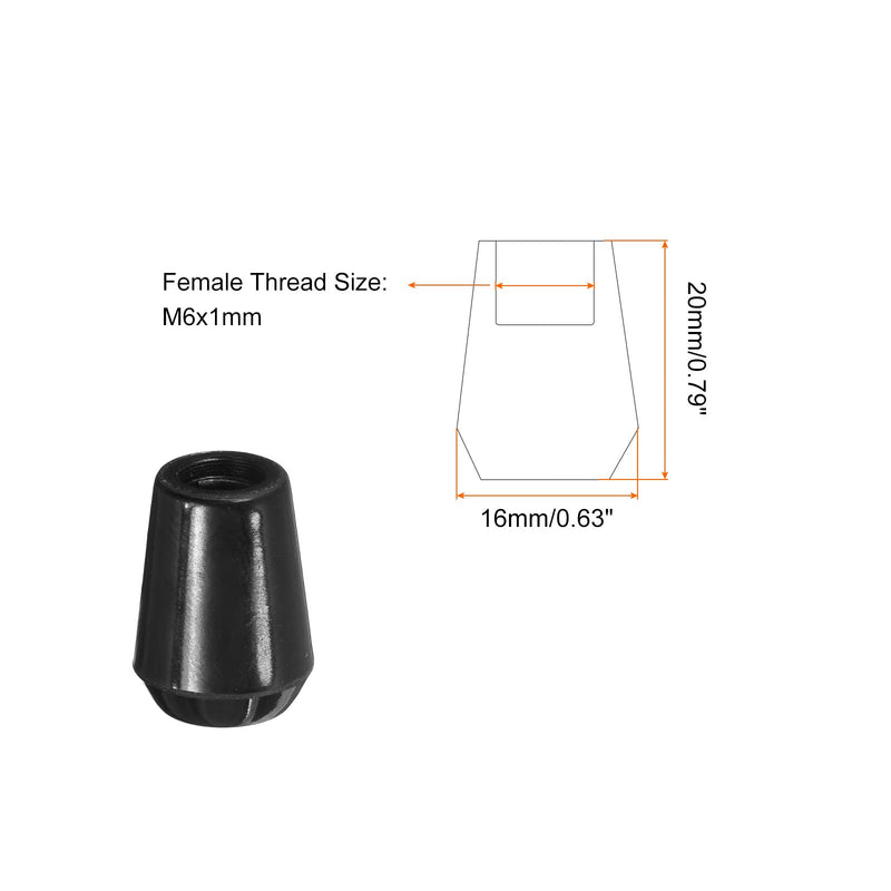 [Australia - AusPower] - Revolving Handle Grip, 4Pcs M6x20mm Phenolic Tapered Handle Female Thread Insert Machine Handle for Industry Lathe Milling Replacement Parts 4 