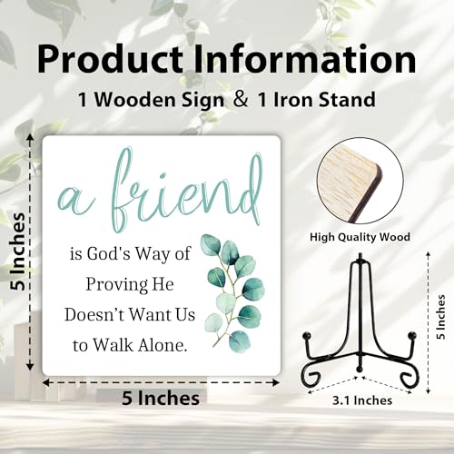 A Friend is God's Way of Proving Wooden Sign Gift, Appreciate Friendship Decor, Small Friendship Gift, Birthday Christmas Gifts for Women Men, Family Friends, Office Cubicle Accessories, 5" x 5"-163 WHITE-1