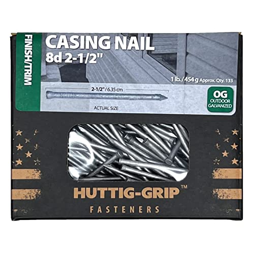 OHIY Huttig-Grip 8d 2-1/2-inch heavy-duty galvanized casing finish nails, 1 lb pack of 133