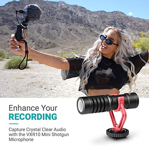 Movo VXR10+ iPhone Vlogging Kit Mini Tripod, Phone Grip, and Video Microphone Compatible with iPhone 12 Pro, 12, 11, 11 Pro, X, 8, 7, 6 and Android - for YouTube, TikTok, and Streaming