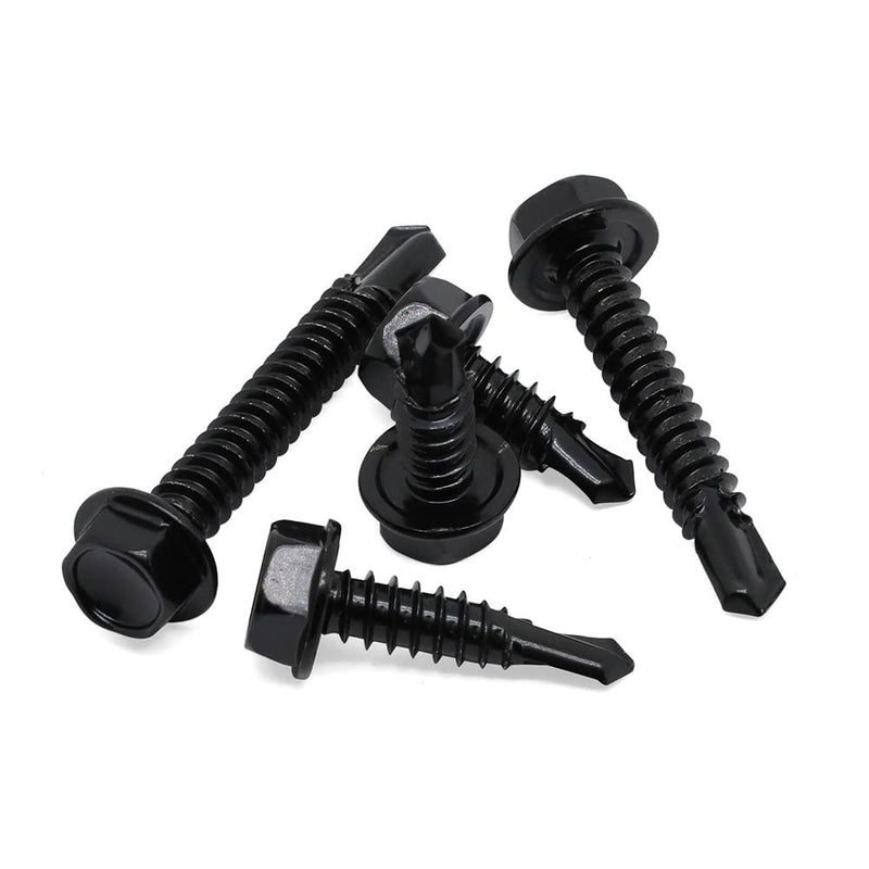 [Australia - AusPower] - #14 x 1" (3/4" to 4" Available) Hex Washer Head Self Drilling Sheet Metal Screws with Drill Point, Stainless Steel 410, Black Oxide, 50 PCS #14 x 1" 