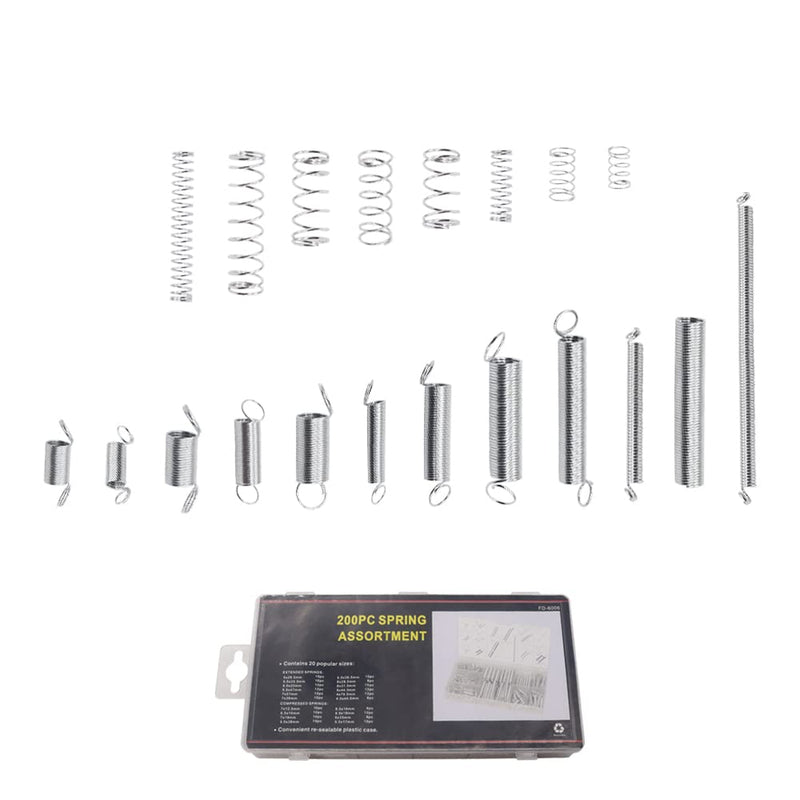 [Australia - AusPower] - 200PCS Spring Assortment Kit 20 Different Sizes Mini Zinc Plated Steel Compression and Extension Springs for DIY Repair Project K-P-038 
