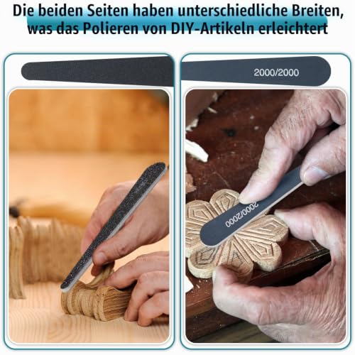 Honoson 20 Sanding Rods, Low and High Grit, Water Drop Style, 198 | Polishing Rods Model Making Tool, Mini Finger Grinder, for Plastic Models Polishing, Assorted Metal and Wood